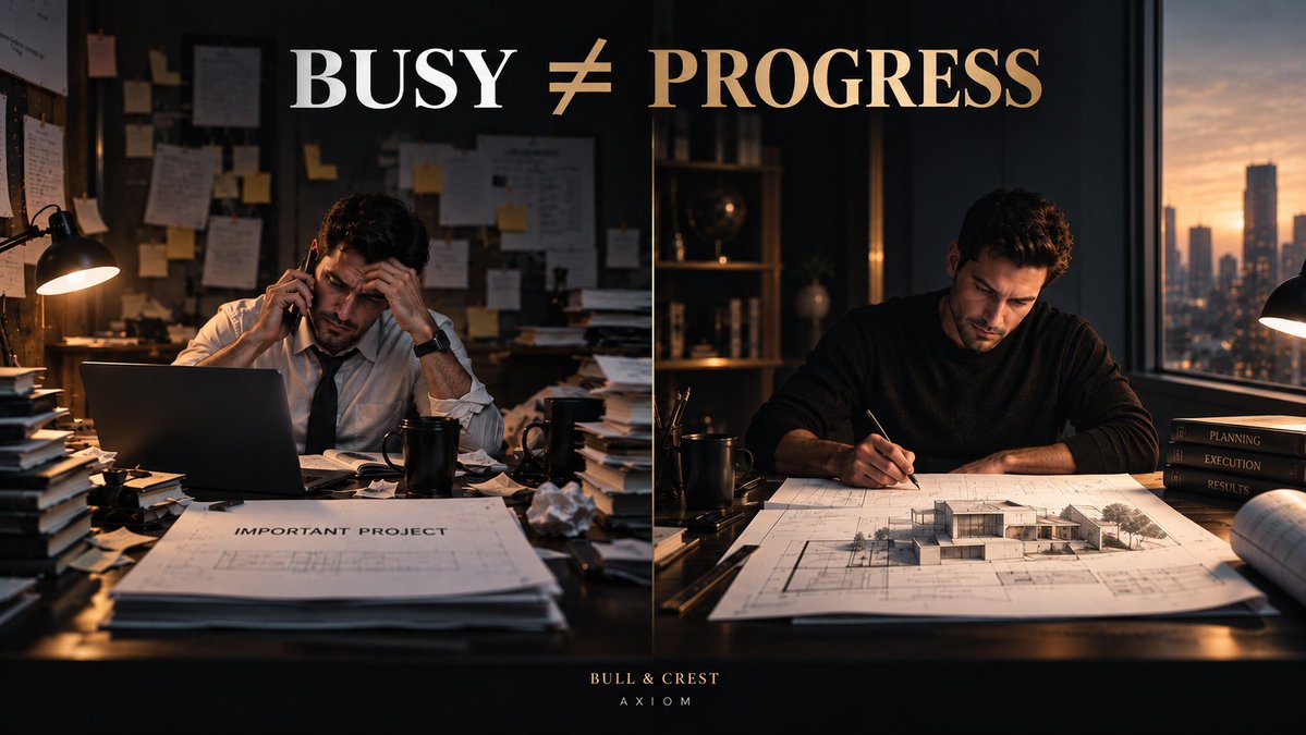 BullCrestAxiom's tweet photo. Busy ≠ progress. A full day can be filled with messages, meetings, and planning while important work stands still. Ask: What changed because I did it? Activity fills time. Progress changes outcomes.
#Productivity #DecisionMaking https://t.co/63qt1RKONI