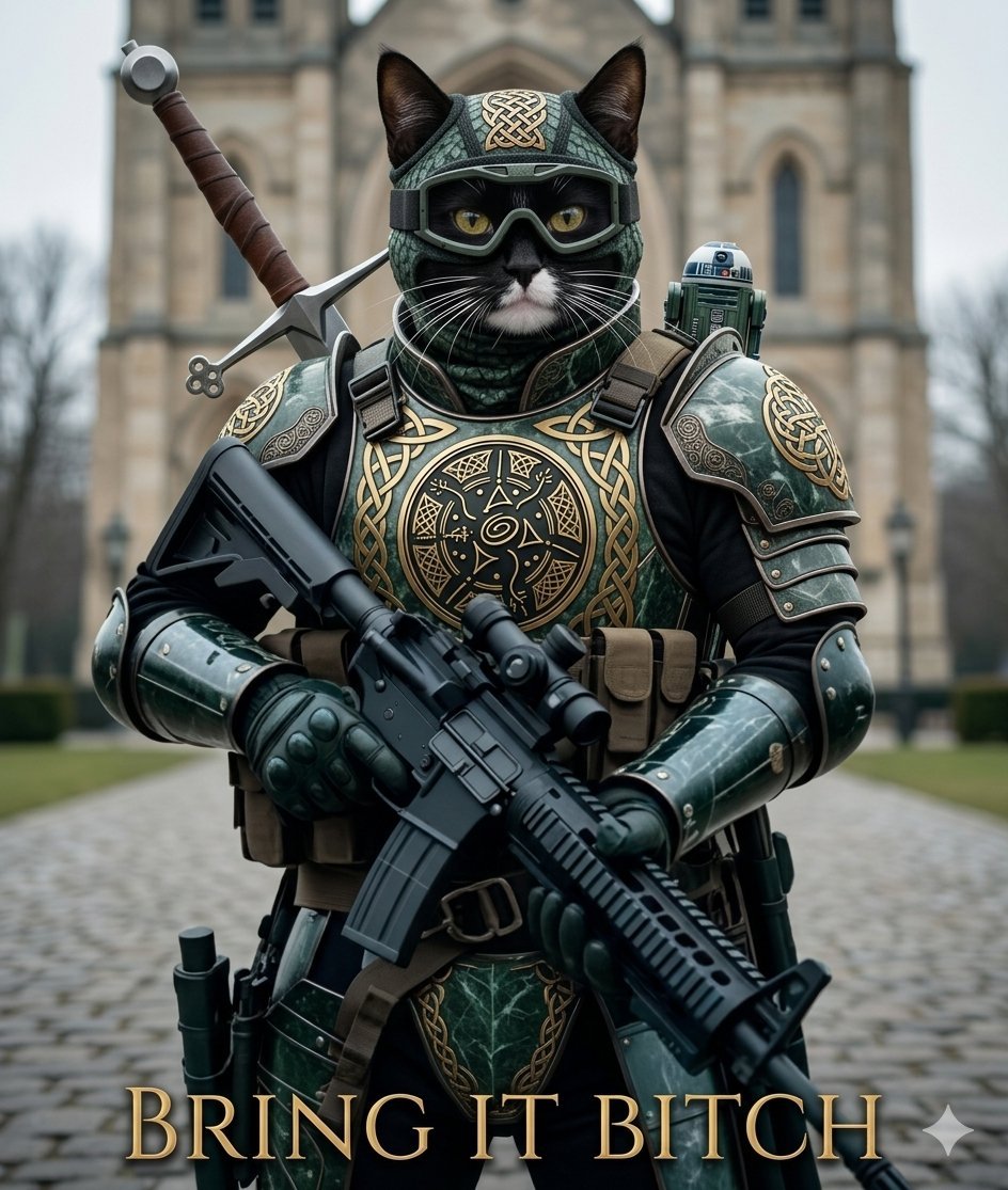 MountJin2pd's tweet photo. Dr. Domino of The Royal Whisker forces on his shoulder R2DM(Mini) companion. https://t.co/pGJDvMwIty