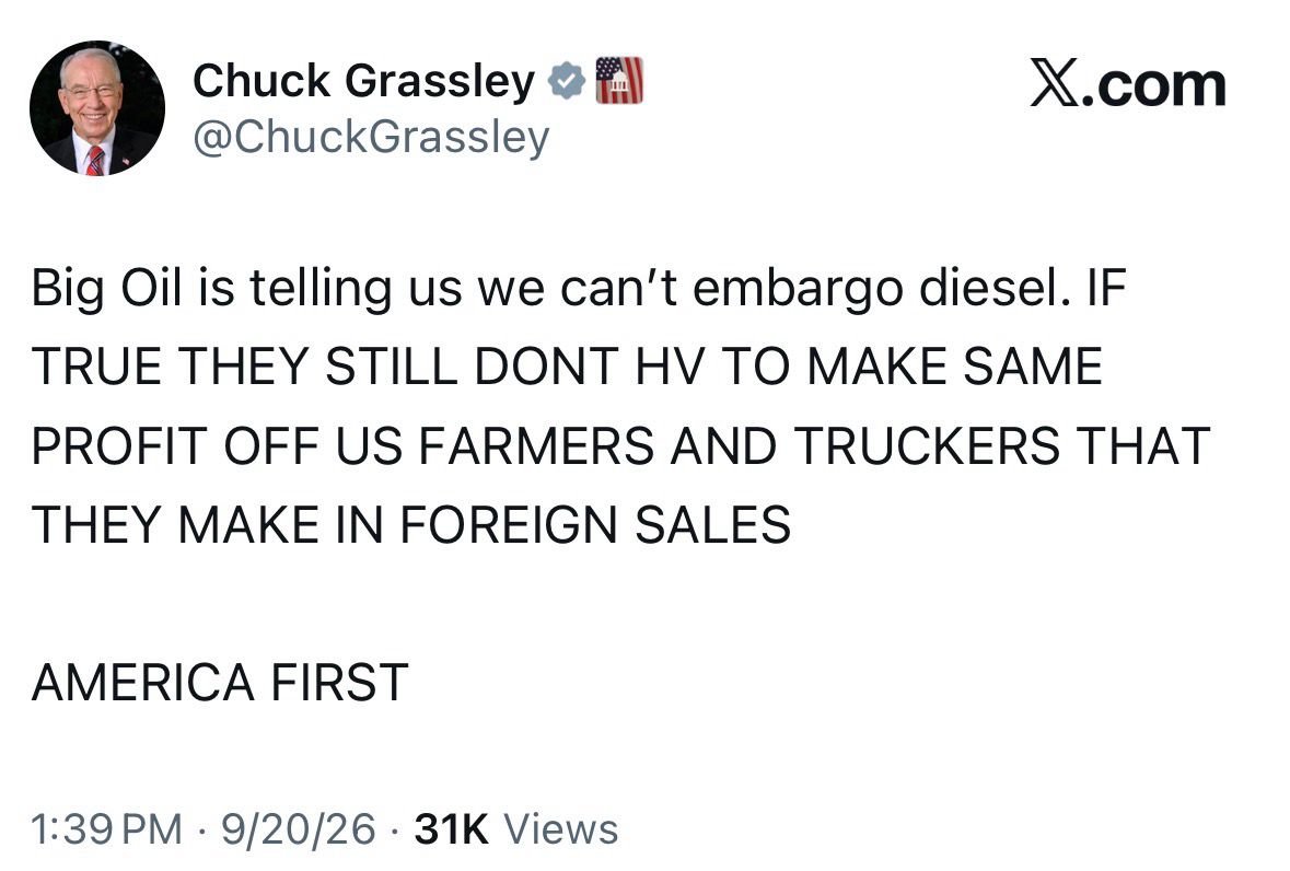 DevilCR2026's tweet photo. .@ChuckGrassley @GrassleyPress price controls? That's communism you decrepit, stupid old fart! https://t.co/01qf3ebD1R