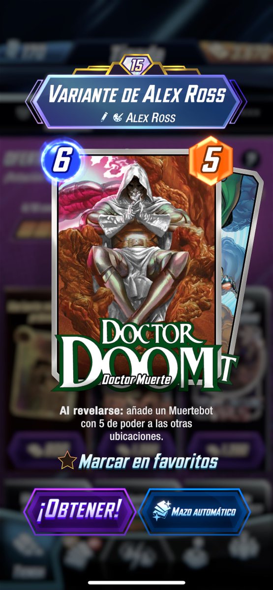 MuaddibSNAP's tweet photo. Después de haber estado muchísimo tiempo esperándola, por fin pude comprar la variante de Doctor Doom, ilustrada por Alex Ross, por 1,200 de oro.

Es, probablemente, la mejor variante del personaje, y de las mejores ilustraciones disponibles en el juego. 

#MarvelSNAP https://t.co/SrQeHlP0j1