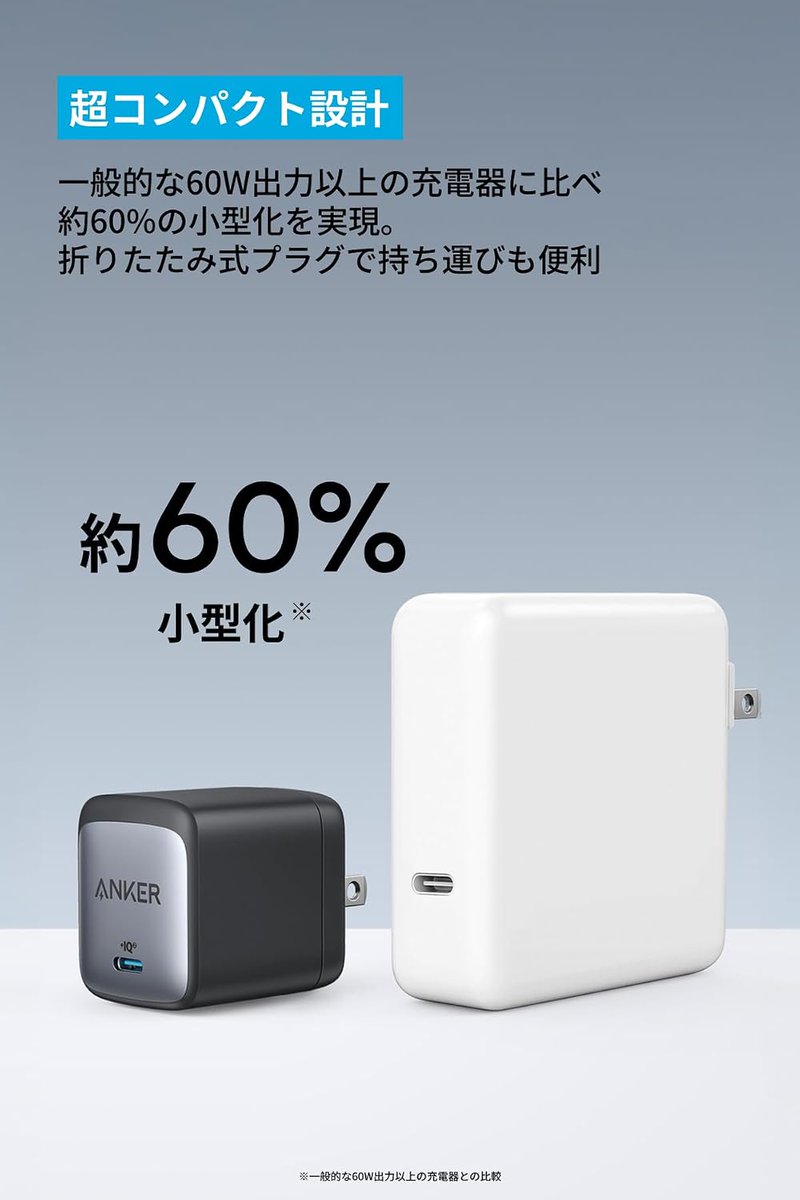 good_items_jp's tweet photo. スマホからMacBookなどのPCまで急速充電できる、超コンパクトな高出力充電器「Anker Nano II 65W」です⚡️

独自技術「Anker GaN II」採用により、一般的な60W以上の充電器と比べて約60%の小型化を実現。折りたたみ式プラグで持ち運びやすく、デスク周りや外出先での充電がこれ1台でスマートになります！

購入リンクはリプ欄（返信欄）にあります👇

#Anker #充電器 #ガジェット #MacBook #Amazon