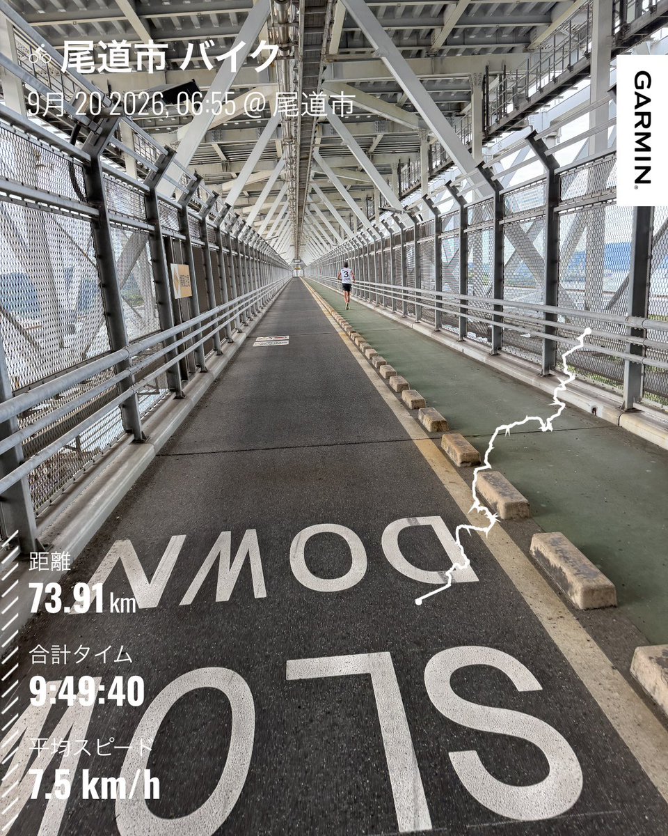 akeson40's tweet photo. 尾道→今治しまなみ海道バイク🚲74㌔

超ロング先生が走って車回収に行くという変態練習のサポート🎒
向島⇨因島⇨生口島⇨大三島⇨伯方島⇨大島🏝️

無事10時間内にゴール速い😆
お尻がめっちゃ痛くなった
今治の喜助の湯でリカバリーして帰りました🐥♨️ https://t.co/rmhK1YMZTB