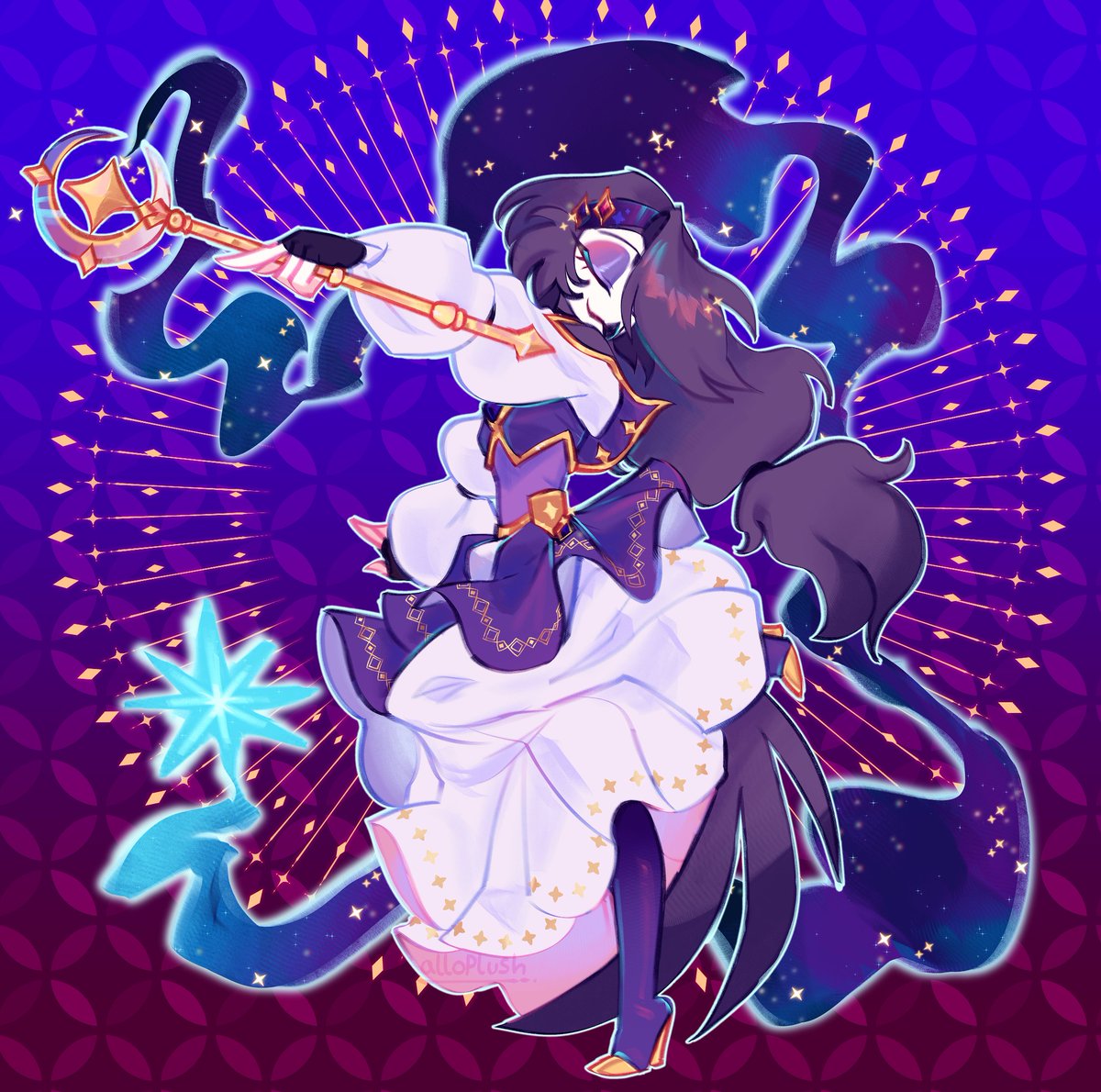 alloplush's tweet photo. The Magician ✨

i took a break to draw my girl, she looks so pretty in the new merch 😭💕
#helluvaboss #octavia https://t.co/ddfkzxK63t