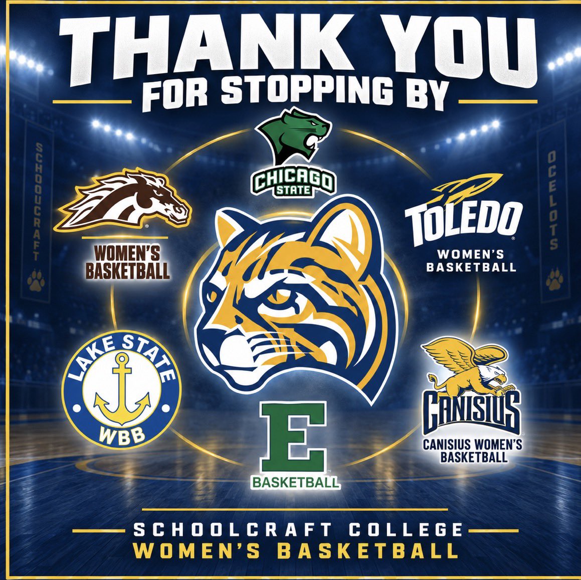 SchoolcraftWBB's tweet photo. Thank you to all of our visitors who stopped by this morning! Best of luck this season as your official practices begin this week. We can’t wait to see you again! #WhySchoolcraft https://t.co/bRk1bU5QZO