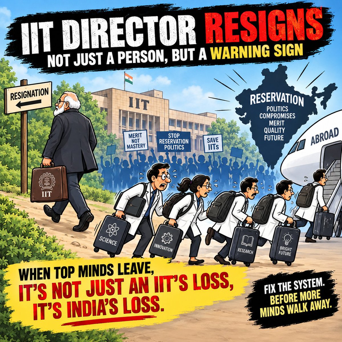 Himanshusview's tweet photo. Due to modi act one more pioneer of india is resigning today.

IIT Bombay Director Shireesh Kedare is expected to resign today amid protests following the death of student Sahil Wakode.

The situation is alarming in india. https://t.co/bae0u94vLE