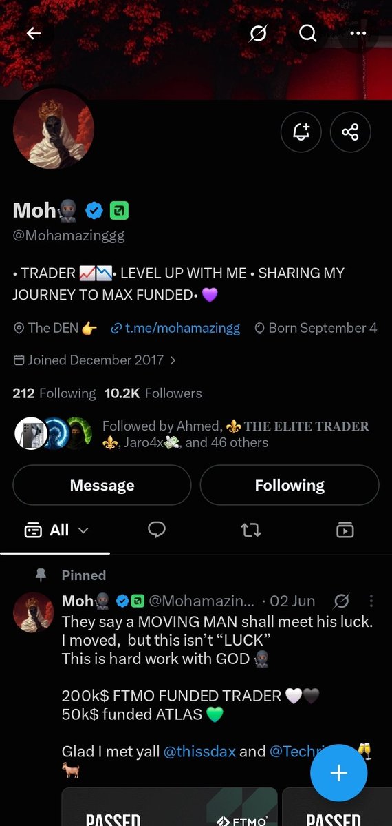 MrBanks_IK's tweet photo. @Mohamazinggg @Danieltrades @Fx_Picasso @hycienth_anita @ThissBabyVee @thatcodedtrader @Emrik__ @biggestXv @thatloganguyy @maestro_135 @EquityEdgeUK @01biguzi Done ✅

Following all 7 accounts 

Liked + RT’d

Joined Telegram

Let’s go 🔥 https://t.co/aFP6VGPQUA