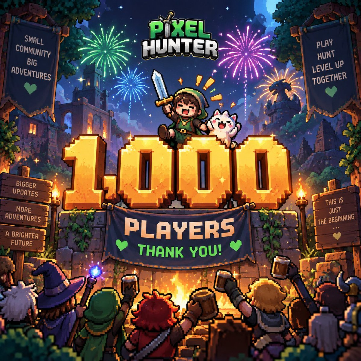 pixelhunterlab's tweet photo. 🎉 1,000 HUNTERS! 🎉

Pixel Hunter just reached its first 1,000 players. ⚔️
What started small is becoming a real community — and we're only getting started.
More updates. More hunts. More rewards. Bigger adventures ahead.

Thank you to every Hunter who's been part of the journey. 💚

Next stop: 10,000. 👑

#PixelHunter #TelegramGaming #Web3Gaming