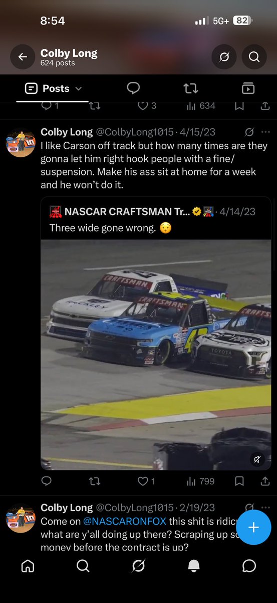 ColbyLong1015's tweet photo. @RJNieder @ChampagneRacin @StenhouseJr @DanielKriete4 @Noah_Lewis1 Yeah dude whatever. I’m not a fan of intentionally crashing people but Hocevar has taken a 15th-20th place car to 8th in points by doing things that most won’t. You won’t convince me that Blaney didn’t wreck himself last night. Carson finished the corner like they never touched https://t.co/RFIGMo5YM6