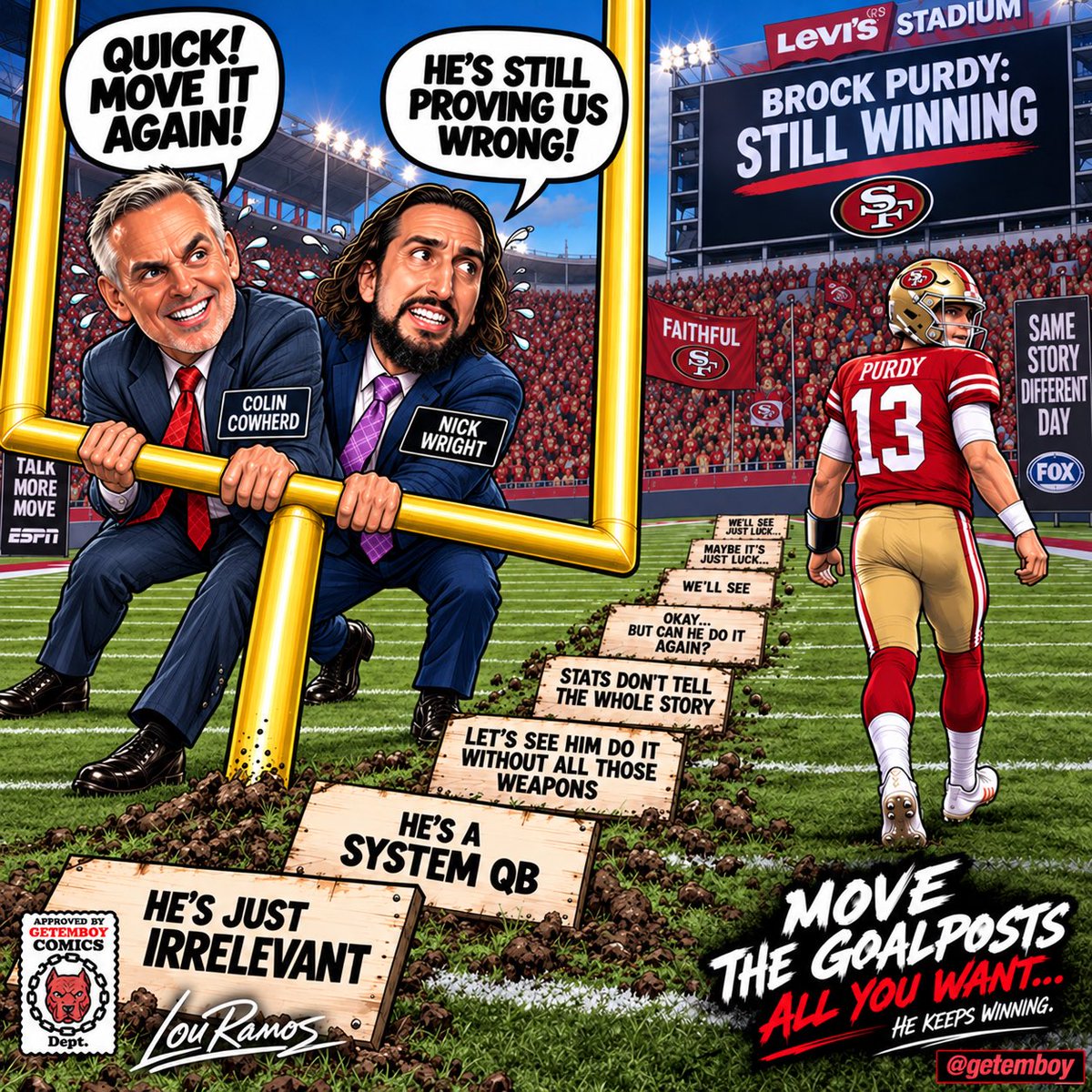 GETEMBOY's tweet photo. It will be a comical week in the media this week! 😆 @brockpurdy13 #BrockZilla #Brocky #MVPurdy #BCB #MoveTheGoalPostAgain #GETEMBOY #FTTB https://t.co/UvtUOLtjUp
