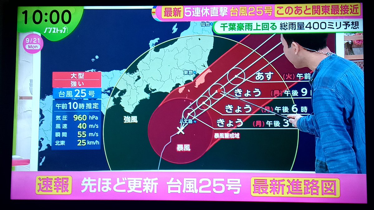 5_3moh's tweet photo. 盆の夏休みから長く雨続き状態の関東だけども…

流石にこの台風の追い打ちは
ヤバすぎるな(;´д｀)…

上陸しないのが唯一の救いだけど、
これ以上大雨の冠水被害が広まらないことを祈りたい(´-﹏-`；) https://t.co/lA8I6PtqJc
