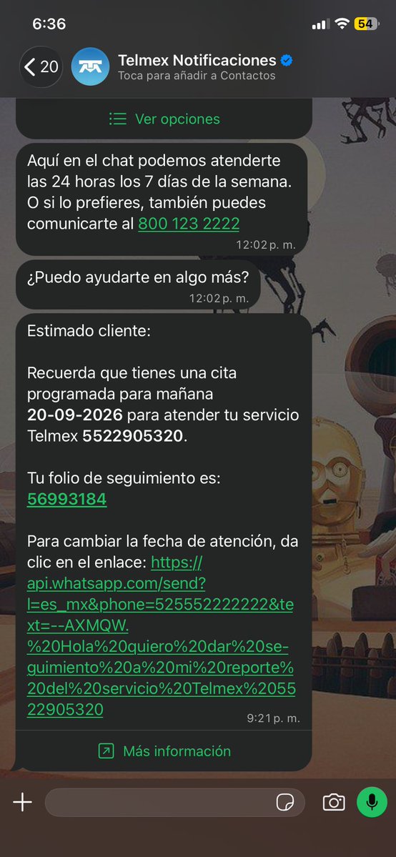 nauyaca84's tweet photo. @totalplay ármate una buena promo con puro internet 150gb y ahorita mismo mando a volar a @TELMEXSoluciona @Telmex llevan una semana “segun” solucionando un peoblemita y hoy no pudieron venir atenderlo y pura respuesta con ChatBot https://t.co/ejW1wn7xDg