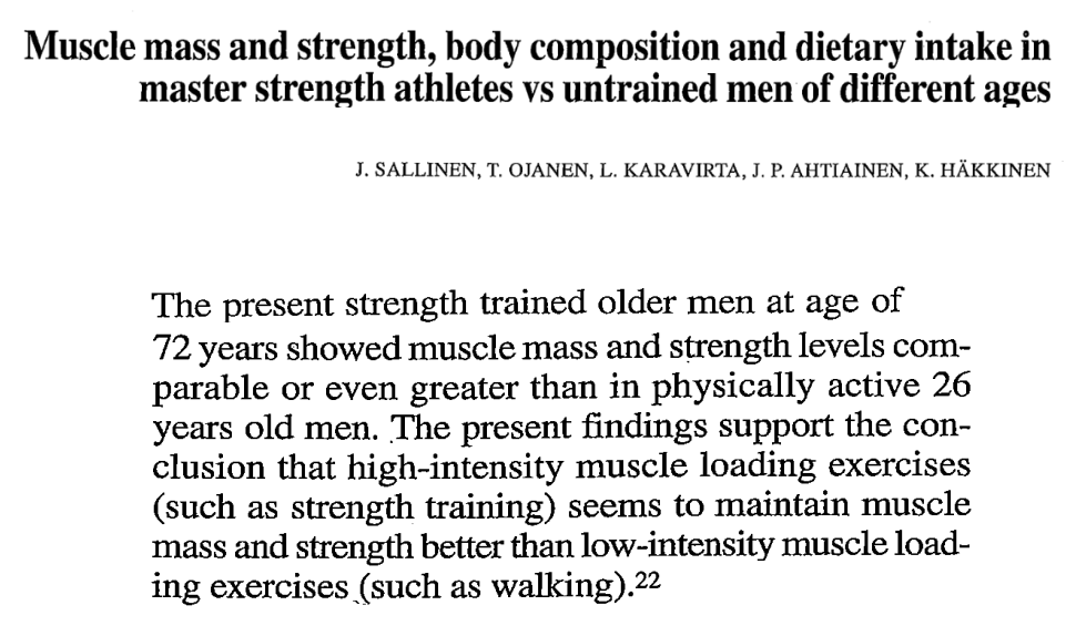 calotonterias's tweet photo. Tener poca masa muscular y poca fuerza también se debe más a no entrenar que a la edad. Los hombres de 72 años que entrenan fuerza tienen músculo y fuerza comparables o incluso superiores a los de hombres de 26 años físicamente activos pero que no entrenan fuerza. https://t.co/UTJKYYMRJ1