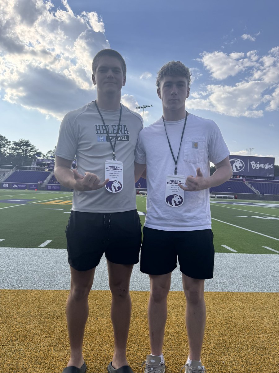 ColeCarroll2029's tweet photo. Had a great visit at @UNAFootball @UNAAthletics The Coaches and the New Stadium were top notch. Thank you for having me! #classof2029 #wr #football #hardworkpaysoff #dominate @BrentDearmon @Coach_CEllis @DeLockett @CoachTPart @coachtfogg @coachjlong_ @coachjohnson52 @coachJClegg @CoachClintBowen @Ben_HamnerUNA @Mike_on_the_Mik @MikeRoach247 @FCSNationRadio1 @NCAA_FCS @FCS_Football @coachbo7 @fantasNick16 @CalebSoreano @Whit_Goodwin11 @ChelseaHornets @RecruitTheC @HallTechSports1 @MaxPreps @andrewtsimonson @TalkoftheTownFB @MrWayneJohnson @AL5AFootball1 @RivalsHS @Rivals_Recruits @AL5AFootball @ChadSimmons_ @AllenTrieu @adamgorney @CodyBellaire @CharlesPower @BrandonHuffman @samspiegs @On3Bmoss @On3 @247recruiting @TomLoy247 @BamaPrepsFB @RecruitsBama @aldotcomPreps @aldotcomSports @shelbycreporter @PrepRedzoneAL @Alabama_Varsity