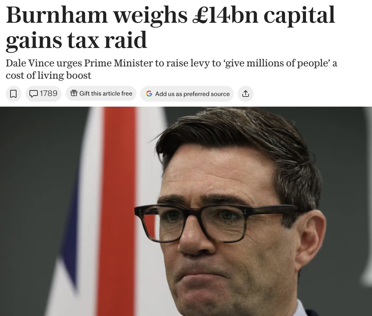 MartinDaubney's tweet photo. WHOSE SIDE ARE THEY ON?
One day, two headlines that sum up modern Britain

1. Foreigners get record £12billion in Universal Credit handouts

2. Burnham eyes £14billion Capital Gains Tax raid to pay for it

If you're a success, you're screwed. Jobless foreigner? Britain's got your back

Much more of this, we might as well turn off the lights & shut up shop