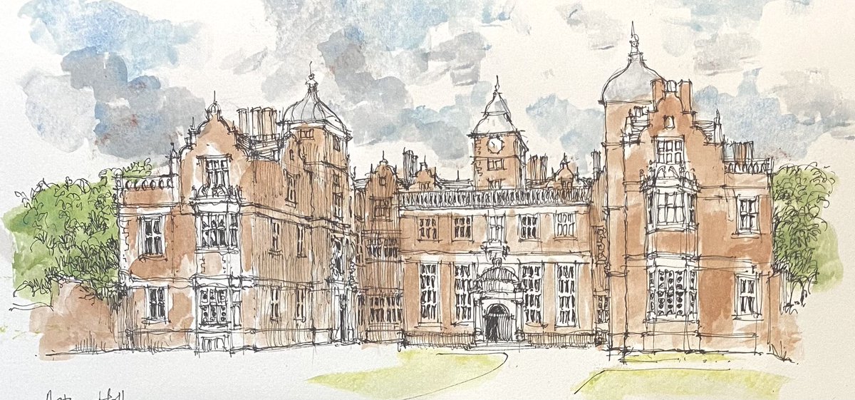 IsaacsEd's tweet photo. More old Birmingham - Aston Hall (1618-35) - #drawingseptember https://t.co/SVomiCes0a