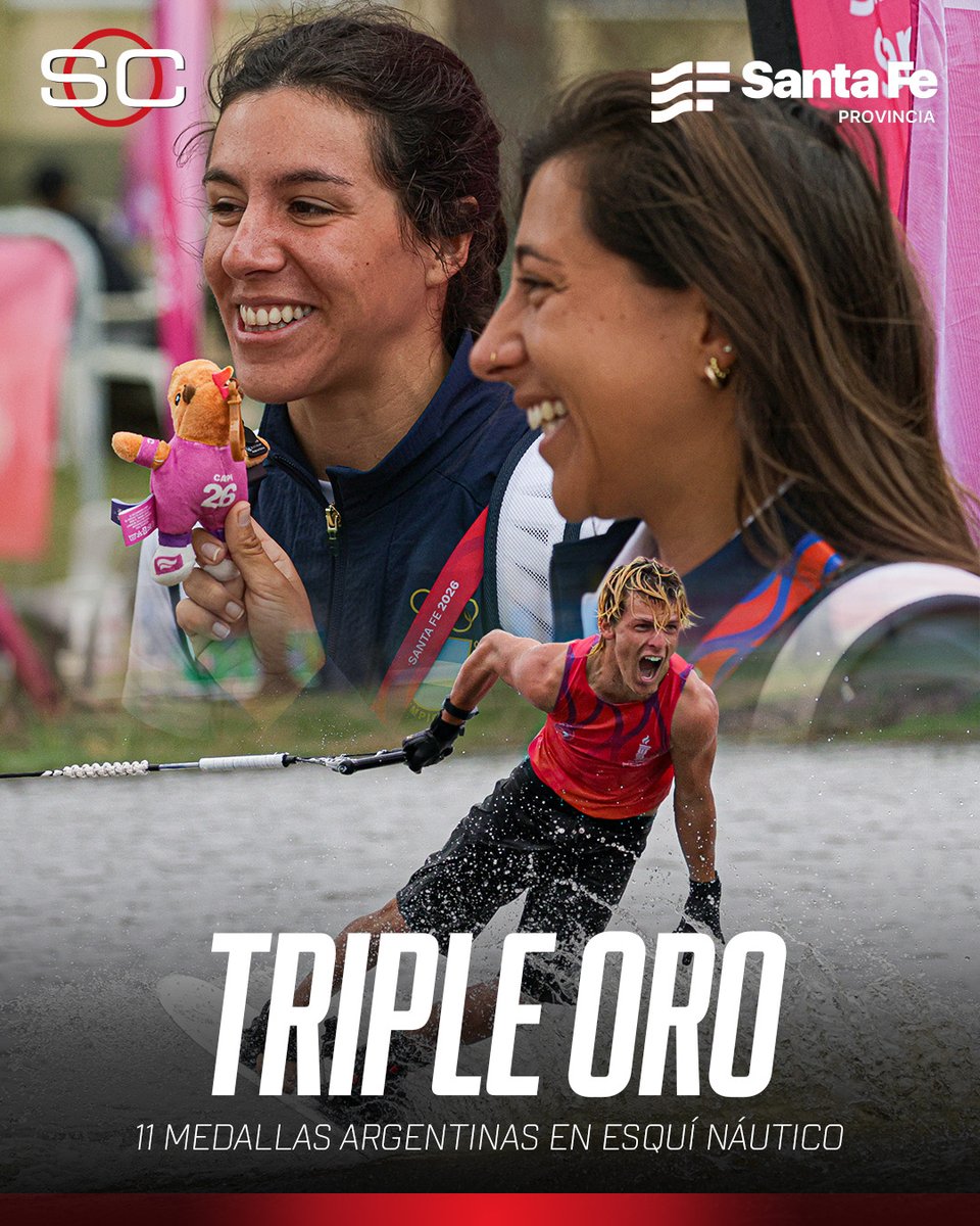SC_ESPN's tweet photo. ¡¡ENORME ACTUACIÓN!! ¡ARGENTINA SUMÓ 11 MEDALLAS EN ESQUÍ NÁUTICO!
 
🥇 Eugenia De Armas (Wakeboard)
🥇 Ulf Ditsch (Wakeboard)
🥇🥈 Tobías Giorgis (Oro en Salto y Plata en Overall)
🥈 Antonio Collazo (Slalom)
🥈 Kai Ditsch (Wakeboard)
🥉 María Victoria De Armas (Wakeboard)
🥉 Violeta Mociulsky (Slalom)
🥉🥉 Francisco Giorgis (Overall y Figuras)
🥉 Bautista Ahumada (Slalom)

📺 Los #SuramericanosSantaFe2026, por el Plan Premium de #DisneyPlus (solo ARG)