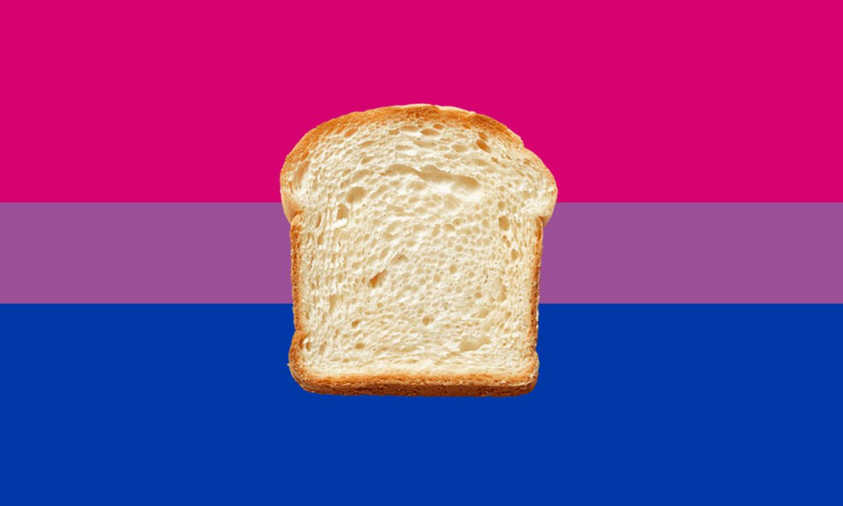mspuppertonart's tweet photo. Bi flag for people who love bread https://t.co/d5R1x98EA6