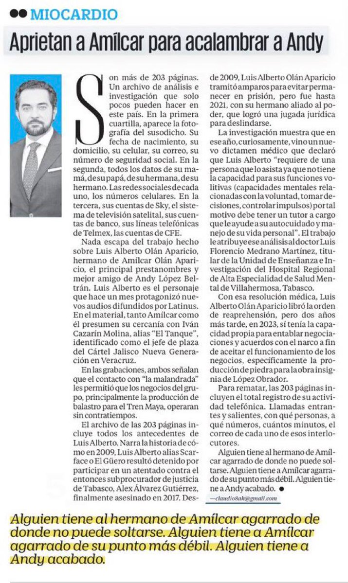 FDoringCasar's tweet photo. OOOTRA vez aparece la notaría de @adan_augusto embarrada en las transas de @AndyLopezBeltra, OOOTRA vez aparece su dinero sucio del #HuachicolFiscal y de su prestanombres y socio involucrados en el financiamiento de la campaña de @MarinadelPilar 

El mensaje perverso de @Claudiashein y @OHarfuch al #HuachiJunior a través de Luis Alberto Olán Aparicio y @ClaudioOchoaH le llegó directo al miocardio