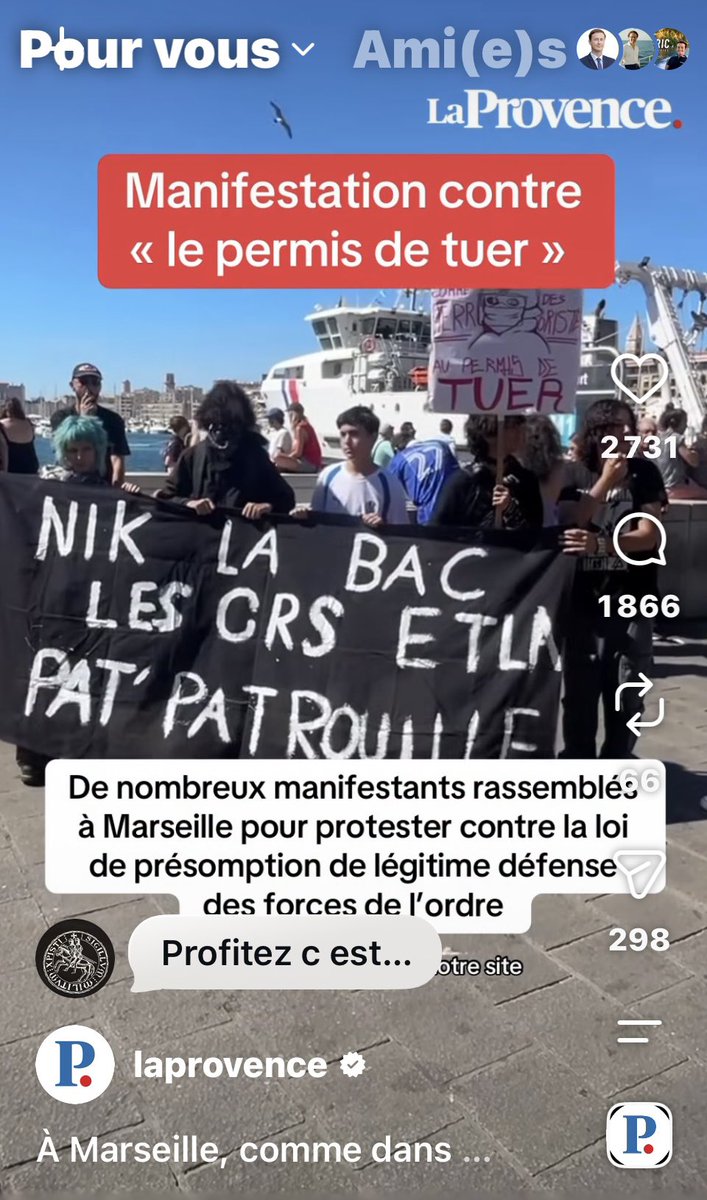 ParodiClemence's tweet photo. 🛑Aujourd’hui au Vieux-Port, des manifestants ont défilé en insultant la BAC et les CRS. 
Quand ceux qui protègent les Français deviennent l’ennemi, il faut rappeler une évidence, celle qu’en France, la loi s’impose à tous et l’autorité de l’État ne se négocie pas 

@RNational13 https://t.co/WMmJAZqQDn