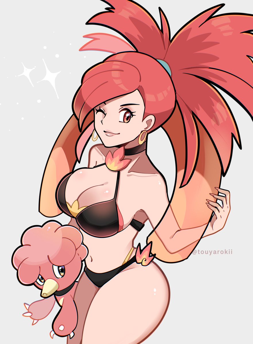 Touyarokii's tweet photo. Flannery from Pokemon in a hot swimsuit 🔥 https://t.co/nuoeanJenW