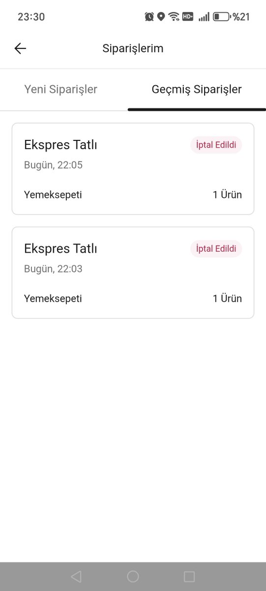Mdy60's tweet photo. @yemeksepeti kafasına göre  siparişi iptal ediyor 
Firmayı aradım kurye gelmedi diyor 
Uygulamada kurye değişikliği yazdı daha sonra da siparişimi kafasına göre 11.30'da iptal etti 
1,5 saat boş yere beklemiş olduk ve o saatten sonra açık restoran yok 
#yemeksepetipismanliktir https://t.co/7WOfX7njJS