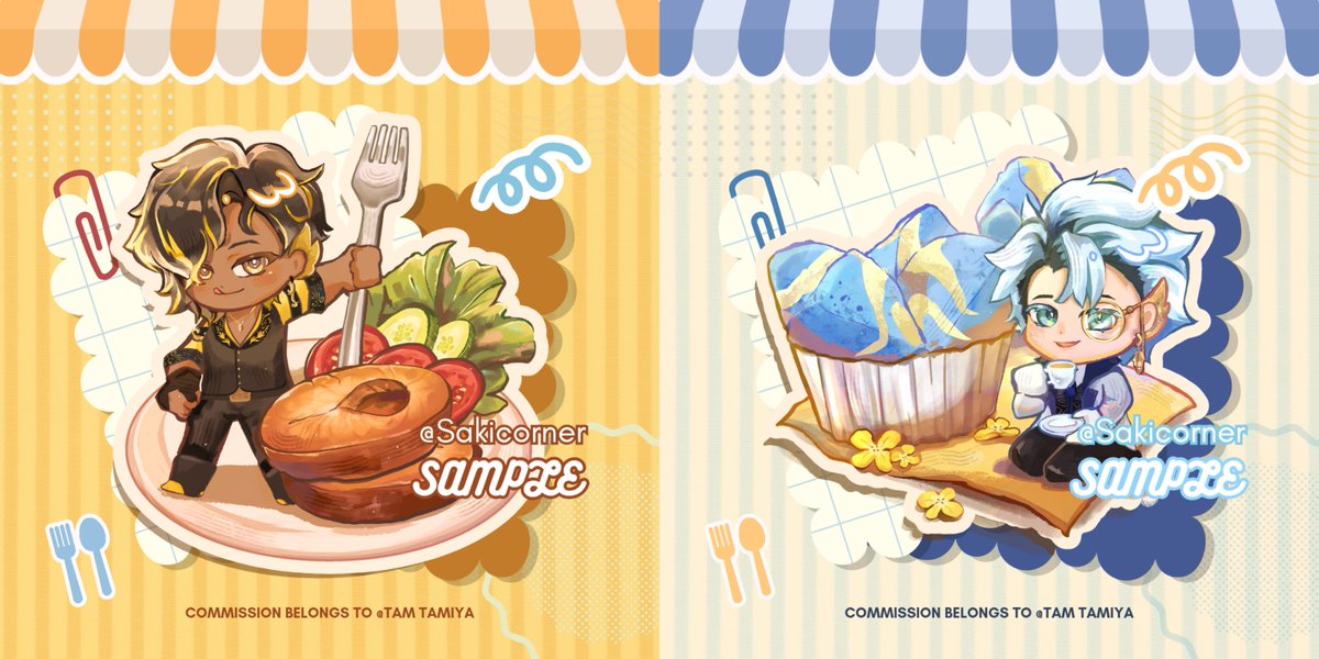 Sakiruna15's tweet photo. 🍰YOUR OC'S SIGNATURE MENU - YCH

What would your OC order at their favorite café? 👀

I’ll draw your OC with a custom food/drink menu! ✨

https://t.co/C6gwZDAA4u
COMMISSIONS OPEN 💌

RTs appreciated ♡

#fanart #sadewasadewa #nakulanalendra #vtuber
#YCH #Vgencomm #artmoots https://t.co/UhsUxcbkl3