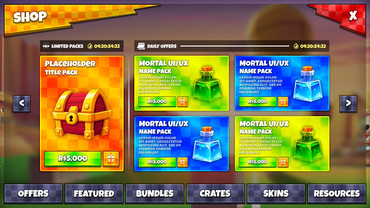 mortaluiux's tweet photo. ⟢ Just made this Shop Ui, Took some Inspo from Brawl Star. What are your thoughts on this?    

-> Open For Commissions.   

-> Discord [mortal.uiux]    

[#ROBLOX #RobloxDev #UIUXDesign #RobloxUI] https://t.co/d51BhE3ush