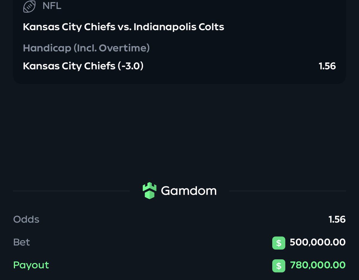 stevewilldoit's tweet photo. Fuck it. $800,000 on chiefs 
-3 and -5.5

Most retarded sports bettor ever @gamdom 

I’m gonna not watch beginning of game.

Going live during half time and watching. https://t.co/ZIAlU5eGSN