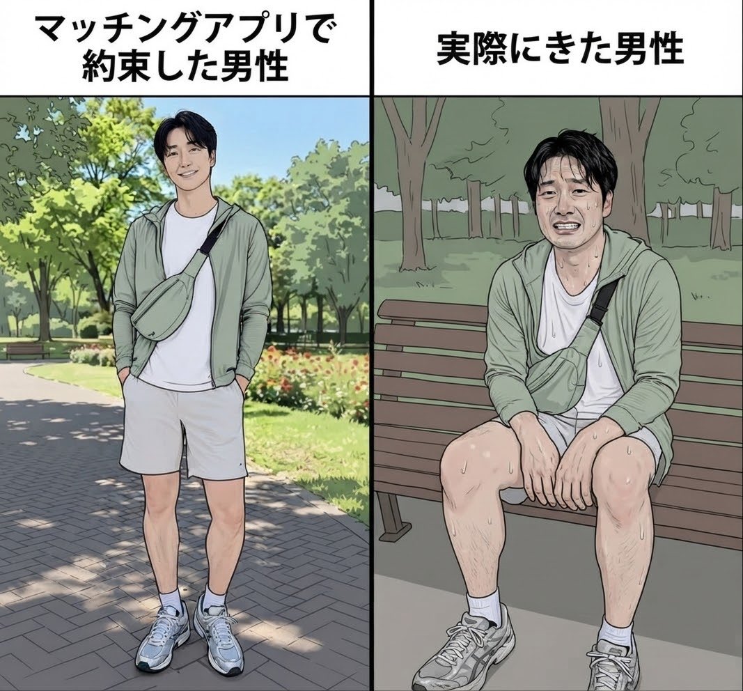 MILK_Pon229's tweet photo. このガッカリ感ハンパないよな…ドキドキした時間を返してほしい。。
←マチアプで約束した男性　　実際にきた男性→ https://t.co/wQ39G19N2g