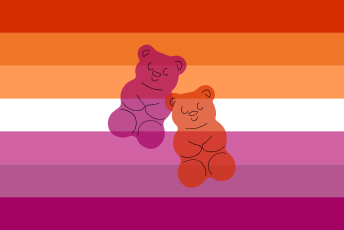 blushedrogue's tweet photo. gummy bear lesbian flag! for lesbians who like gummy bears! https://t.co/1aZu0DcDV7