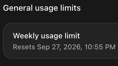 diegogarcimrey's tweet photo. @thsottiaux  Why does the reset date keep getting pushed back? It originally said September 26, but now it shows the 27th, and the time keeps moving forward every time I check 🧐 https://t.co/VAYh86BN7n