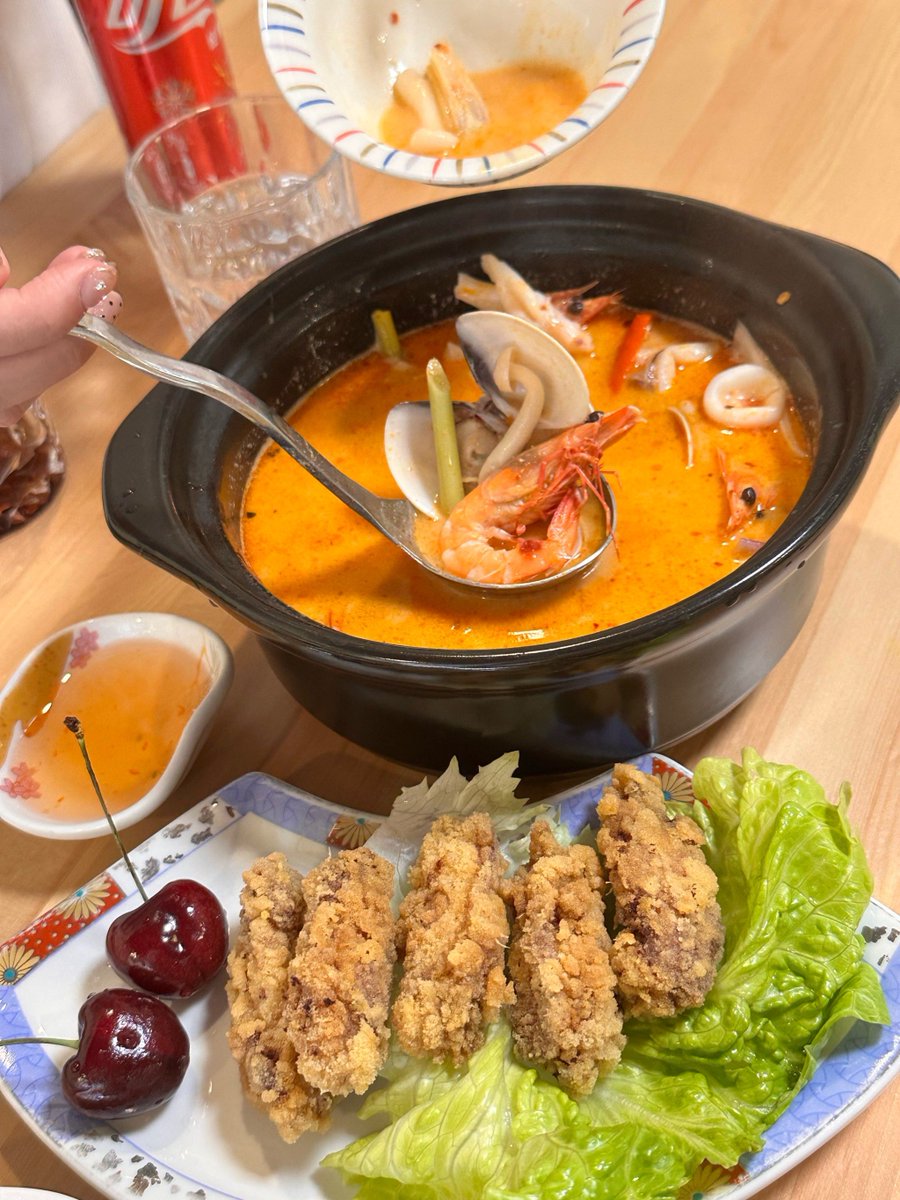 HilmaSperanza's tweet photo. Tried authentic tom kha gai tonight—coconut milk, lime, and a kick of lemongrass made this Thai soup pure comfort! https://t.co/meVqURoykB