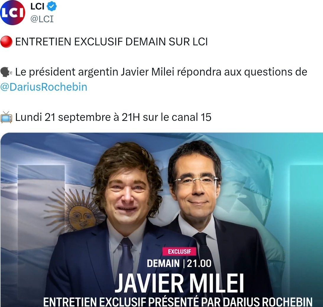 Bob30031583's tweet photo. Deux ans d’intervalle, même chaîne, même métier @DariusRochebin . Après avoir déroulé le tapis rouge à Netanyahou le boucher de Gaza, voilà qu’il reçoit Milei, l’autre clown psychotique du capitalisme le plus sauvage... 😏 https://t.co/mthT6fSOF6