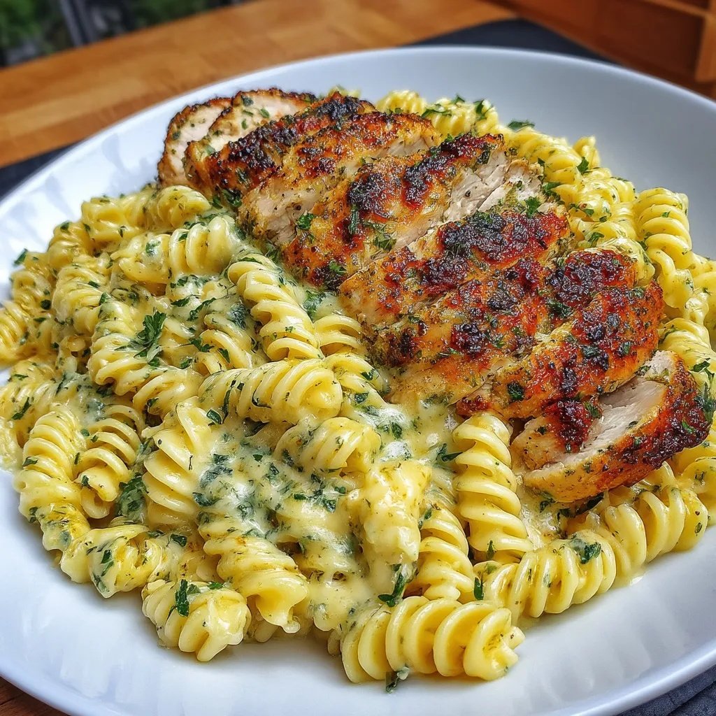 recipesbyclare's tweet photo. Creamy Garlic Parmesan Chicken Cheesy Twisted Pasta

Ingredients:
- 2 boneless, skinless chicken breasts, sliced into strips
- 2 tablespoons olive oil
- 1 teaspoon Italian seasoning
- Salt and freshly ground black pepper, to taste
- 12 ounces twisted pasta (rotini or fusilli)
- 4 tablespoons butter, divided
- 4 garlic cloves, minced
- ½ teaspoon red pepper flakes (optional)
- 1 cup heavy cream
- ½ cup chicken broth
- 1½ cups Parmesan cheese, freshly grated, plus extra for serving
- ½ cup cream cheese, softened
- 1 cup mozzarella cheese, shredded
- Fresh parsley, chopped, for garnish
- ½ cup reserved pasta cooking water

Instructions:
1. Cook the pasta: Bring a large pot of generously salted water to a boil. Add the twisted pasta and cook according to package directions until al dente (usually 8-10 minutes). Before draining, reserve ½ cup of the starchy pasta cooking water. Drain the pasta and set aside.
2. Prepare and cook the chicken: While the pasta is cooking, prepare the chicken. Season the sliced chicken breasts with salt, pepper, and Italian seasoning on both sides. Heat the olive oil in a large skillet or deep pan over medium-high heat. Once hot, add the seasoned chicken strips and cook for 5-6 minutes, turning occasionally, until golden brown on all sides and cooked through (internal temperature should reach 165°F). Remove the chicken from the skillet and set aside on a plate.
3. Start the sauce: Using the same skillet (no need to clean it), reduce the heat to medium and add 2 tablespoons of butter. Once melted, add the minced garlic and red pepper flakes if using. Sauté for 1-2 minutes until fragrant, being careful not to burn the garlic.
4. Create the cream base: Pour in the chicken broth and heavy cream, stirring to combine and scraping up any browned bits from the bottom of the pan. Bring the mixture to a gentle simmer and let it cook for 3-4 minutes to reduce slightly and thicken.
5. Add the cheeses: Reduce the heat to low. Gradually add the grated Parmesan cheese, stirring constantly until melted. Add the cream cheese in small pieces, stirring until completely incorporated and smooth. Finally, stir in the shredded mozzarella until melted and the sauce is velvety smooth. If the sauce seems too thick, add some of the reserved pasta water, a little at a time, until you reach your desired consistency.
6. Combine everything: Return the cooked chicken to the skillet along with any accumulated juices. Add the drained pasta and toss everything together until well coated with the creamy sauce. Allow the dish to simmer gently for 2-3 minutes to let the flavors meld together and ensure everything is heated through.
7. Serve: Remove from heat and garnish with freshly chopped parsley and additional grated Parmesan cheese if desired. Serve immediately while hot and the sauce is at its creamiest.