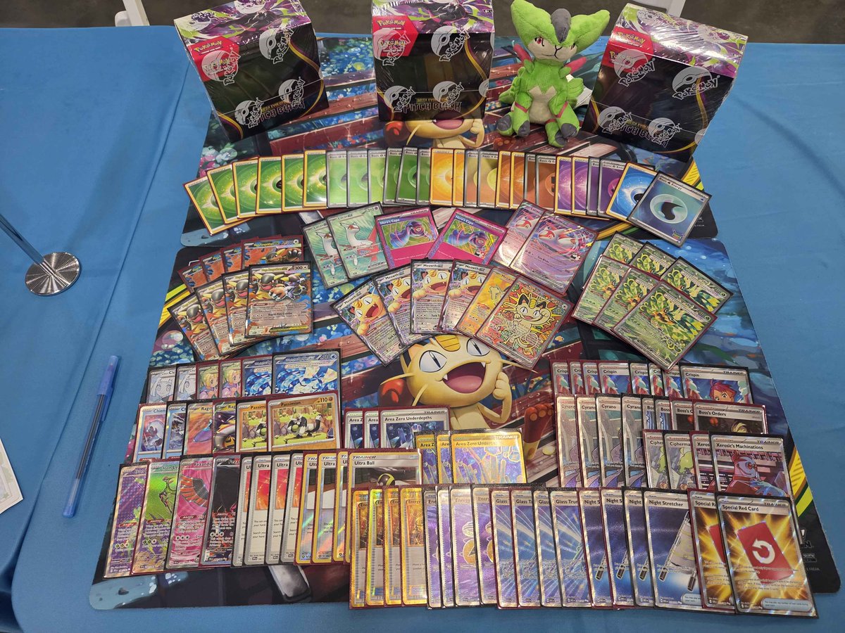 DaHubsTCG's tweet photo. 13th/3122 at Baltimore with Sloppy Machinations! 🐒🦸‍♂️

Really really proud of my best finish yet!! 

Deck felt great, losses were mostly due to poor draws against amazing players. Sad that top cut wound up at a clean 11-1-2 and not an asym at 11-2-1, but getting closer and closer to making my first cut.

Shoutouts to my friends, my teammates, and especially 
@JustinBaby07  and @BunnyWarrior for running the same 60/59. I've put some thoughts on my techs below:

Passimian and Iron Leaves both proved very valuable for me. Hero's Cape was an incredible pick, and Xerosic's was great too.

🐒Passimian 🐒 really helped into Slowking and gave me a 1-1 record into Crustle instead of 0-2. Also prized Passimian pieces (or just Passimian) both games against the Crustle I lost to, but not sure if it would have been enough anyways. I was also looking to use it against Zoro to KO bench sitters but never quite got that combo in hand. Was very happy to see the monkey back in the list. 

🍃Iron Leaves 🍃proved crucial into the string of Zoroarks I hit late in Day 2 and is probably the main reason I was able to top 16. Being able to trumpet Leaves into a KO on a fresh Zoro is just too much value in that matchup. 

🦸‍♂️Hero's Cape🦸‍♂️ legitimately might have won me 8 sets or something ridiculous. It disrupts Pult and can really break math in your favor. I didn't have it scrapped or jammed once that I remembered, and caping Passimian makes the Crustle matchup much better as well. Was very glad I switched off stamp to this.

🥸Xerosic's 🥸 was my Zam tech, but I hit no Zam. It still felt pretty solid as a way to disrupt Zoro and Pult without having to shuffle your own hand into deck. Also scammed a Crustle player by surprising him with it which lead to a win via deck out. 

Excited to have a strong start to the season, my Metafy is almost done.... so if you enjoy the yapping look forward to that sometime next week/weekend. 

+2k
+3 boxes of a mediocre set
+ 200 CP
@REFINE_TCG