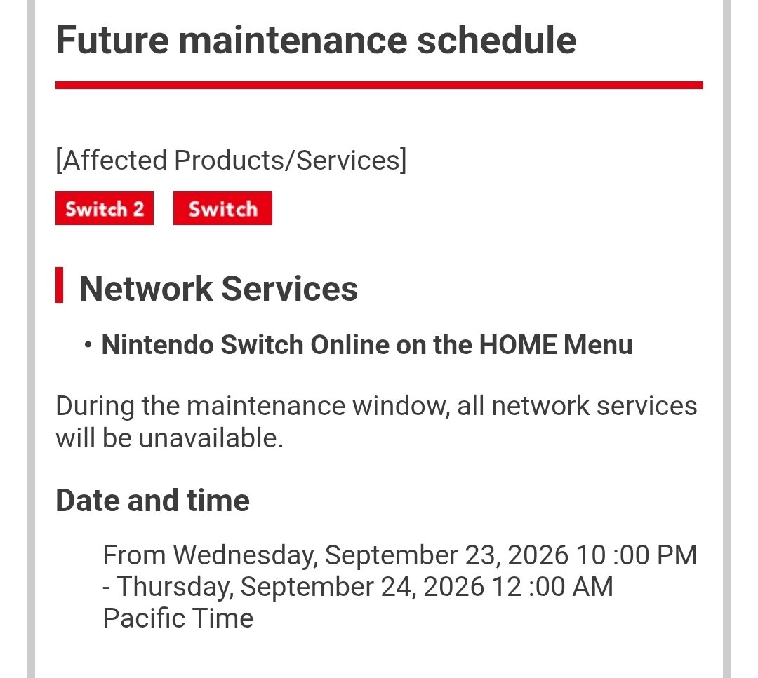 SynthByte's tweet photo. Upcoming #NintendoSwitch #NintendoSwitch2 maintenance →https://t.co/4Z3gmLPVNp https://t.co/c1wK6rxKXq