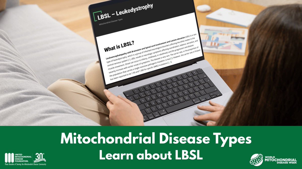 UMDF's tweet photo. Want to learn more about #LBSL? Visit UMDF’s Types of Mitochondrial Disease page to learn more about LBSL, including causes, diagnosis, and available resources. Share this information to help raise awareness during #LBSLAwarenessDay and #WorldMitoWeek2026. https://t.co/km4uFSlpGX https://t.co/zFpBm061FJ