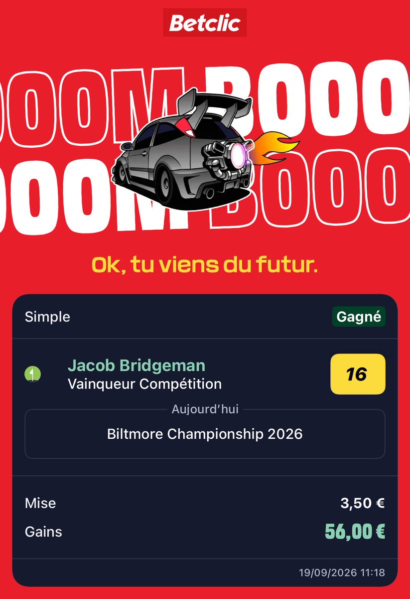 lacotea2de2026's tweet photo. Notre consultant multisport continue de trouver des belles values ⛳️
Le tout partagé sur notre Discord 👾
En revanche, une fois encore la côte à 10, c’est joué à une sélection (c’est le 5eme de la semaine qui ne passe pas 1 sélection prête .. ❌)
#golf #pga #bet #TeamParieur https://t.co/1PcmiDPVUK