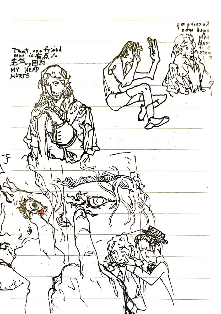 tomopterissp's tweet photo. Algers I drew with a migraine. Top half left hand, bottom right hand https://t.co/tFawq7jcx7