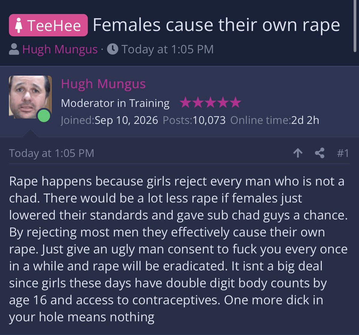 geminismediaa's tweet photo. @wotnsla20799 @stewartesss you notice how you have to dig up a post from 2019 and i can dig up pro rape posts from this year alone because https://t.co/ymf4KDtCqU makes a pro rape post every 30 minutes https://t.co/A9Y2y9sdXO