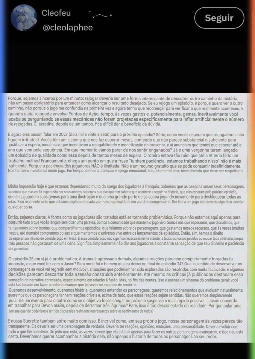 loveforlys's tweet photo. nossa colega francesa que fez um textão descascando a 🐝 e realçando como essa empresa não nos vê como jogadores e sim como uma carteira!!!! essa prin canetou aqui mds https://t.co/pAN9RNg8wp
