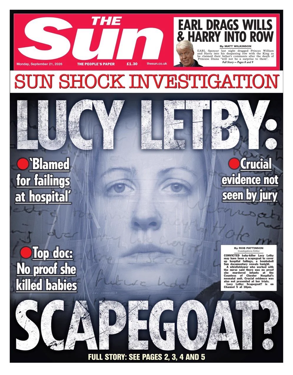 Andrew Clifford on X: "The Sun — Monday 21 September — The paper questions whether Lucy Letby was made a “scapegoat”, citing alleged hospital failings and evidence it says was not seen