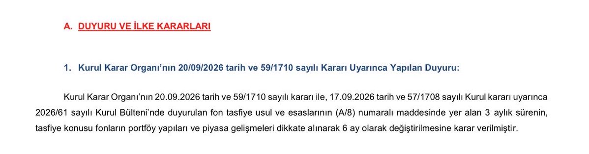 borsacibirgenc's tweet photo. ▬ Fonların tasfiye süresi 3 aydan 6 aya çıkarıldı.

▬ Yani malları apar topar satıp piyasayı daha fazla bozmak yerine, zamana yayarak çıkacaklar gibi düşünebilirsiniz. https://t.co/y5VVBrIa33