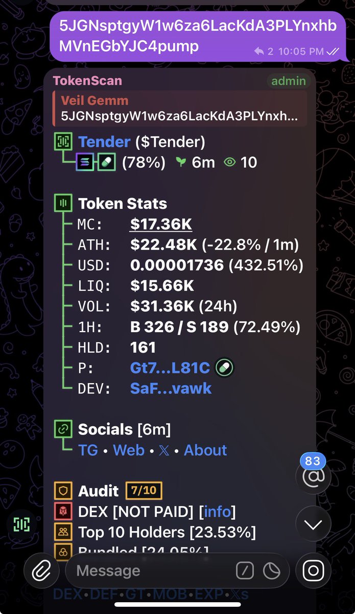VeilGemm's tweet photo. Entry $TENDER

CA> 5JGNsptgyW1w6za6LacKdA3PLYnxhbMVnEGbYJC4pump https://t.co/fqPaGR3FN6