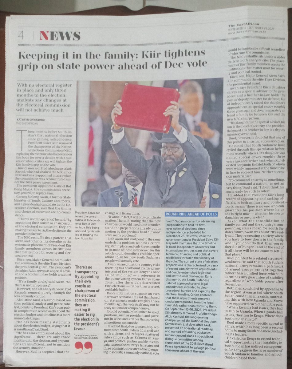AkolMiyenKuol's tweet photo. This is my take on #SouthSudan's current situation and, perhaps, the way forward. #SaveTheLastTrain #TheEastAfrican @SaveLastTrain @RadioMiraya @RadioTamazuj @EyeRadioJuba @UN_News_Centre @JamesCopnall @NuursViews @NyangePatience @IGADsecretariat @_AfricanUnion https://t.co/M70TEftyDM