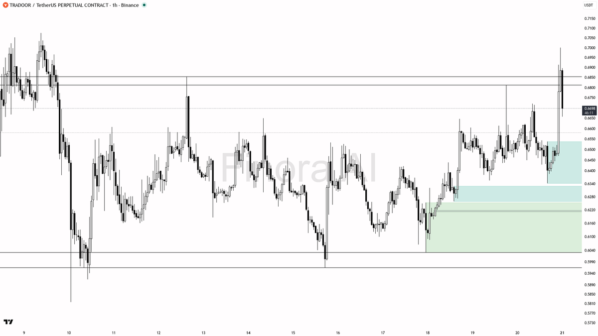 🐂 $TRADOOR -2.7% dip meets 2.1x volume — bulls absorbing it cleanly 🧵👇 
 [📷](https://pbs.twimg.com/media/HSsHmwmXYAA6J_W.png) https://pbs.twimg.com/media/HS