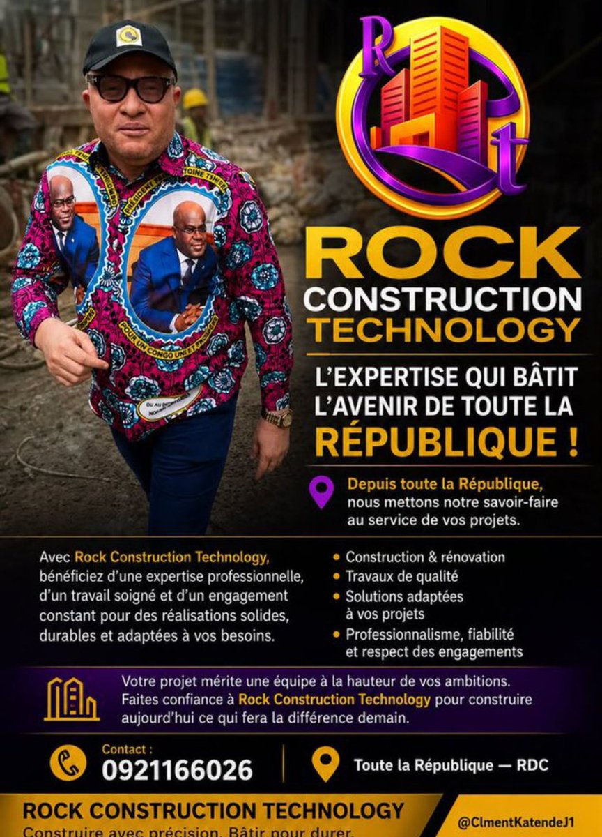 MvulaMarcel's tweet photo. Chez RCT SARL, nous ne nous contentons pas de répondre à vos besoins. Nous anticipons les standards de demain grâce à :

✅ Une gestion rigoureuse et transparente.

✅ Des solutions sur-mesure adaptées à vos enjeux.

✅ Un management d'exception guidé par la passion du résultat et le respect des engagements.

Faire confiance à RCT SARL, c'est choisir un partenaire déterminé à vous propulser plus loin.
📩 Contactez-nous dès aujourd'hui pour donner une nouvelle dimension à vos projets !
@ClmentKatendeJ1