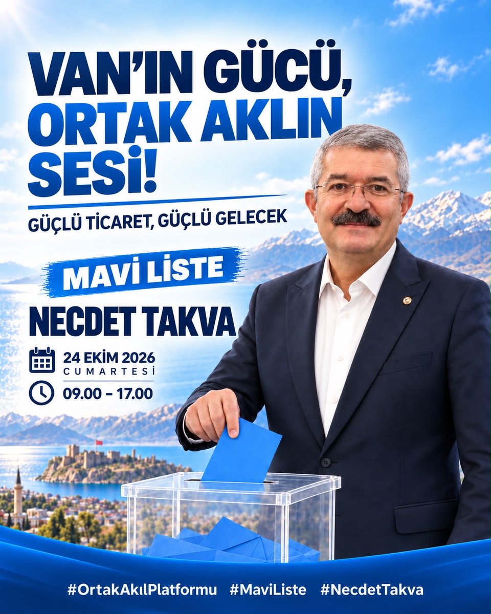 ResitYaren's tweet photo. Ben değil, biz anlayışıyla; Van’ın gücünü ortak akılla geleceğe taşıyoruz.

Güçlü temsil, güçlü ticaret ve güçlü bir Van için Mavi Liste’nin yanındayız. 💙

📅 24 Ekim 2026 Cumartesi
⏰ 09.00–17.00

#VanZamanıTamZamanı #BizNetiz #OrtakAkıl #OrtakAkılPlatformu #MaviListe #NecdetTakva #VanTSO #VanTicaret #GüçlüVan #24Ekim #Seçim #Van #Keşfet
