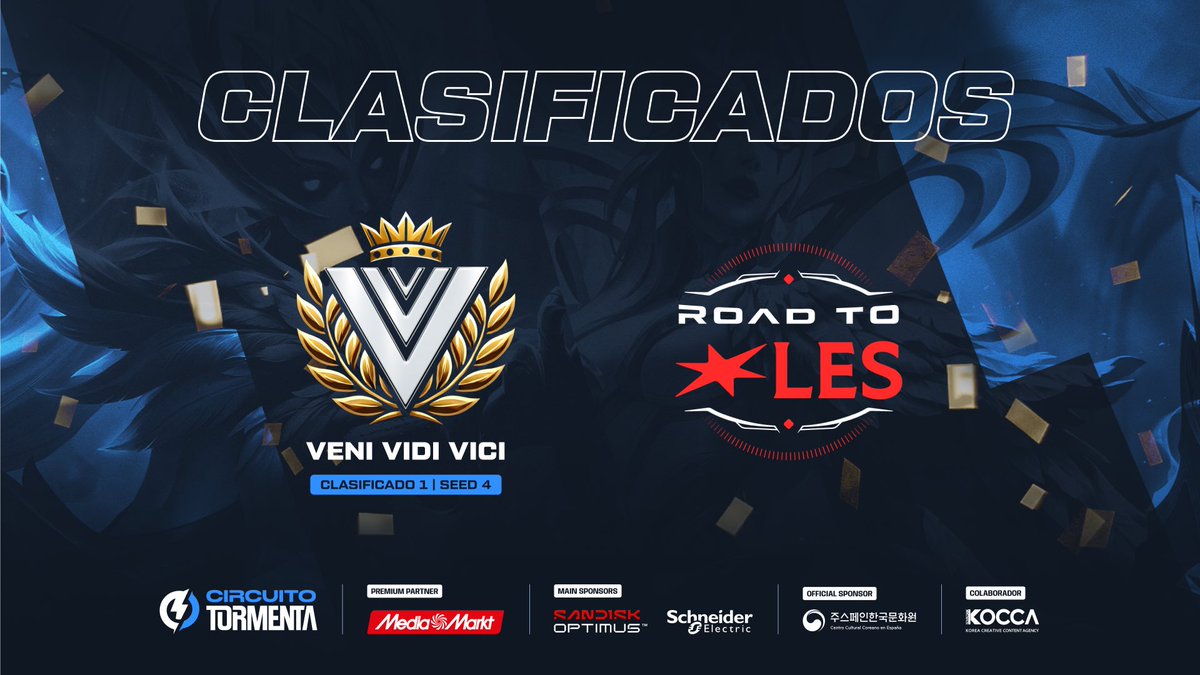 SomosLaTormenta's tweet photo. ๐ ยกVENI VIDI VICI ES EL SEED #4!
@VVV_ESP conquista el Road to LES Open y consigue la รบltima plaza para la fase de ascenso y descenso de la LES. ๐ฅ
El camino continรบa. Nos vemos en la siguiente fase.
GGWP, VVV.
#RoadToGlory https://t.co/otFRfKexDW