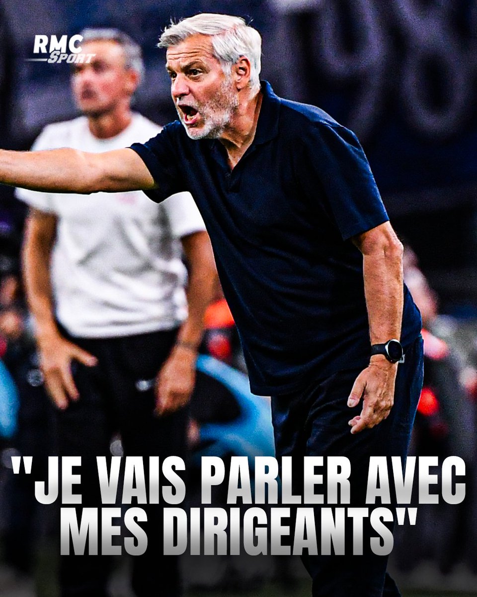 RMCsport's tweet photo. 🗣️ Bruno Genesio : "C'est marrant, tout le monde me souhaite bon courage. Je suis un entraîneur, évidemment qu'on est liés aux performances et aux résultats, d'autant plus dans un club comme l'OM. C'est insuffisant, j'assume ma part de responsabilité, comme d'autres devront l'assumer aussi. Pour l'instant je n'en suis pas là, je vais digérer cette défaite, parler avec mon staff, parler avec mes dirigeants. Parce que je pense, en essayant de peser mes mots, que ce n'est pas normal que l'OM soit dans cette situation."
https://t.co/Ui2IrSaSAq